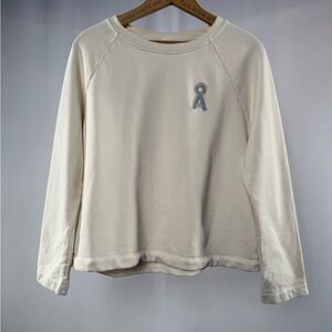 Armedangels Organic Cotton Logo Crewneck Sweatshirt in Cream Size Small